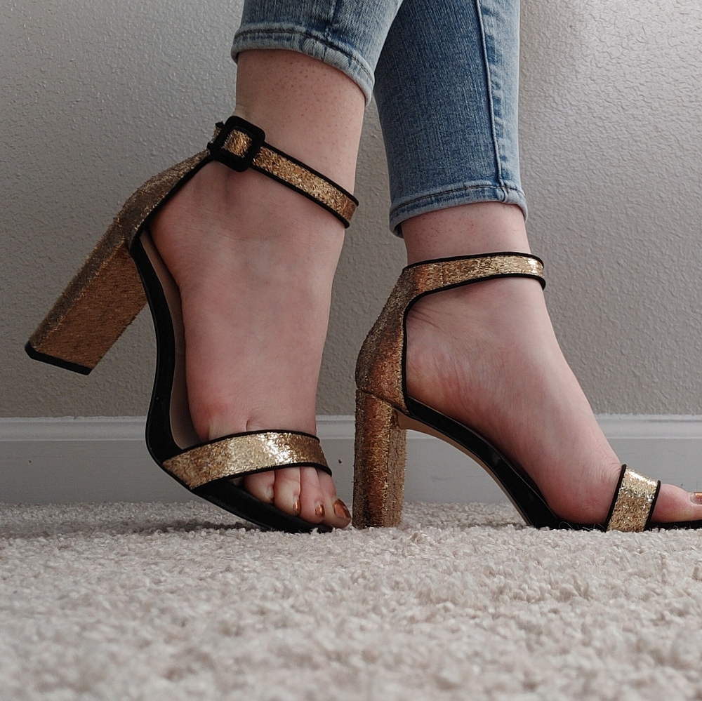 Mix No. 6 Gold Glitter Heels - 6.5